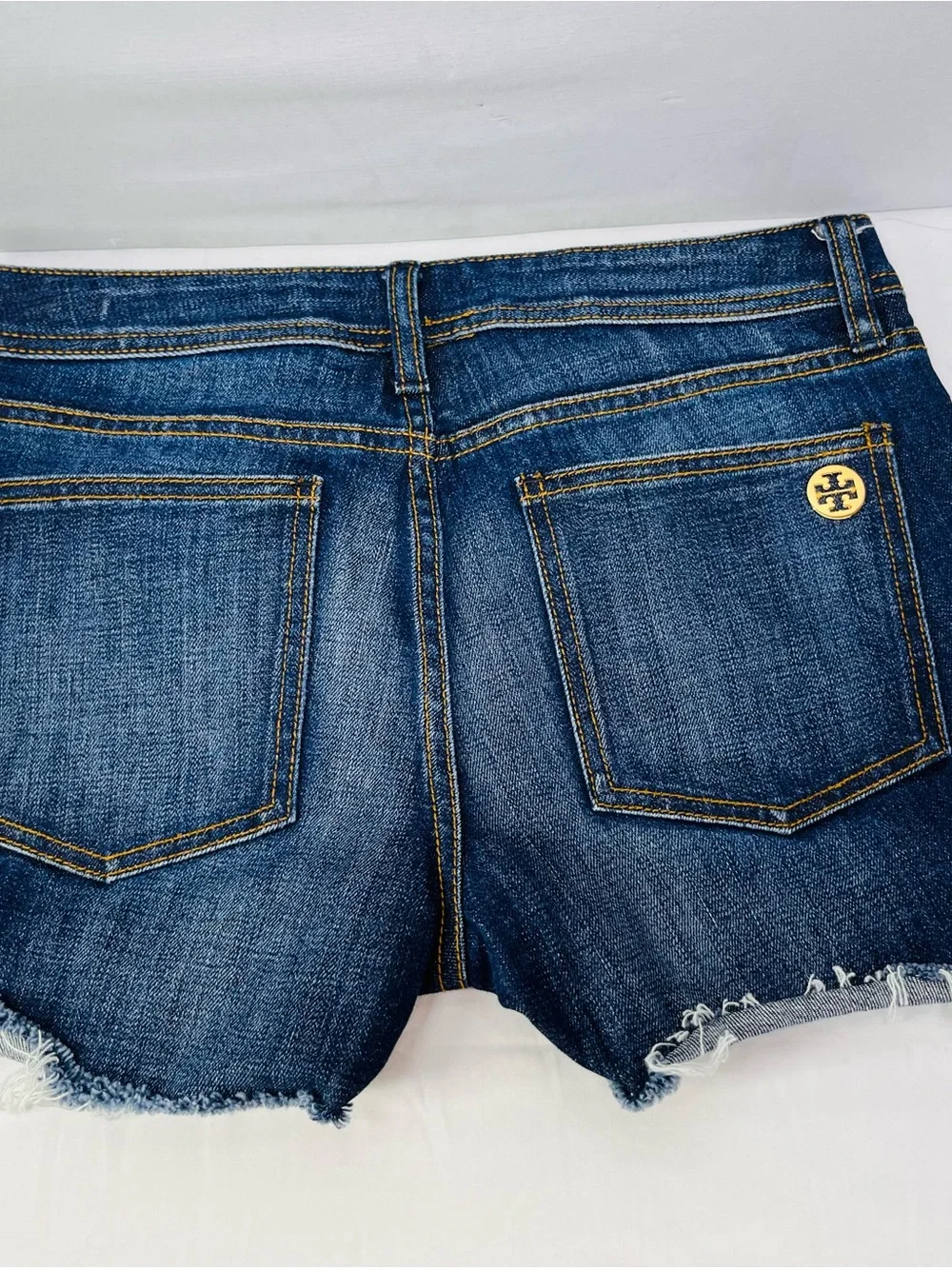 Tory Burch Dark Blue Distressed Denim Jean Shorts